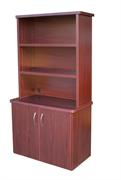 Milano 2 door storage bookcase hutch curve alum (Large)
